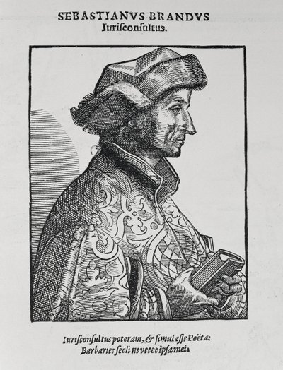 Porträtt av Sebastian Brant (ca 1458-1521) från The Narrative and Critical History of America, redigerad av Justin Winsor, London, 1886 av English School