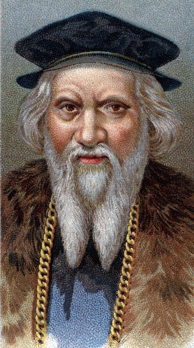 Porträtt av Sebastiano Caboto (Sebastien Cabot) (Sebastian) (1477-1557) - Från serien "" Leaders of Men"" - Kromolitografi - Engelska skolan, 1900-talet - av English School