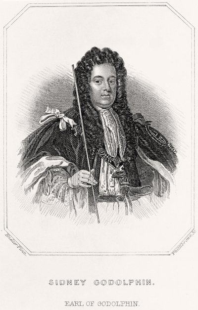 Porträtt av Sidney Godolphin, Earl of Godolphin, 1835 av English School
