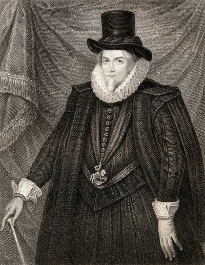 Porträtt av Thomas Cecil, 1:e earl av Exeter, från Lodges British Portraits, 1823 av English School