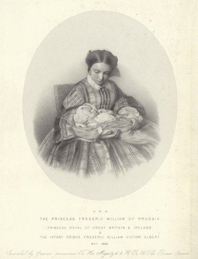 Porträtt av Victoria, Princess Royal, med sin son, Frederick William Victor Albert av English School