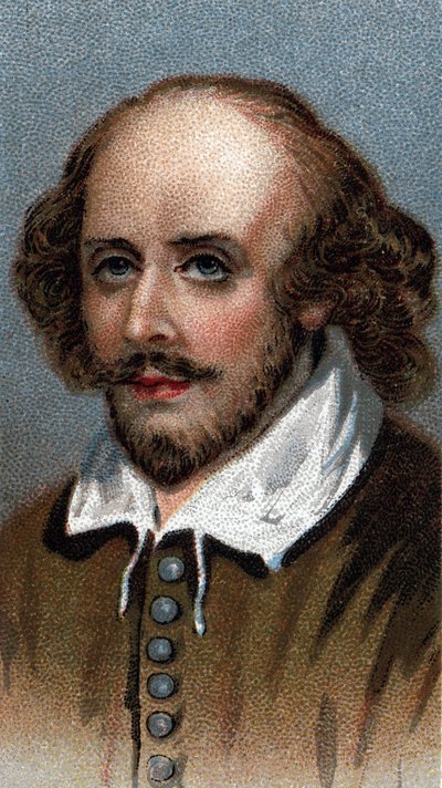Porträtt av William Shakespeare, engelsk dramatiker - Från serien "" Leaders of Men"" - Chromolithography - English School, 1900-talet - av English School