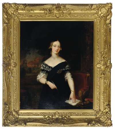 Porträtt av den unga drottning Victoria av English School