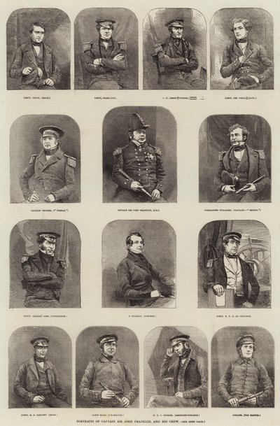 Porträtt av kapten Sir John Franklin och hans besättning av English School