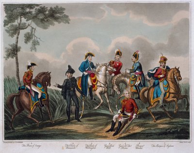 Porträtt av generalofficerarna, från An Historical Account of the Battle of Waterloo, publicerad av M. Colburn, 1817 (färgad akvatint) av English School