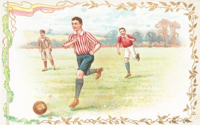 Vykort med män som spelar fotboll av English School