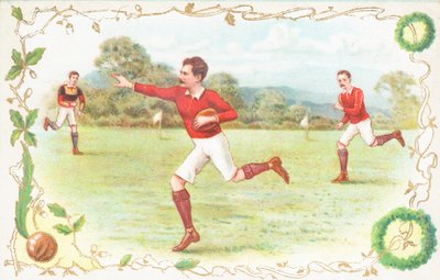 Vykort med män som spelar rugby av English School