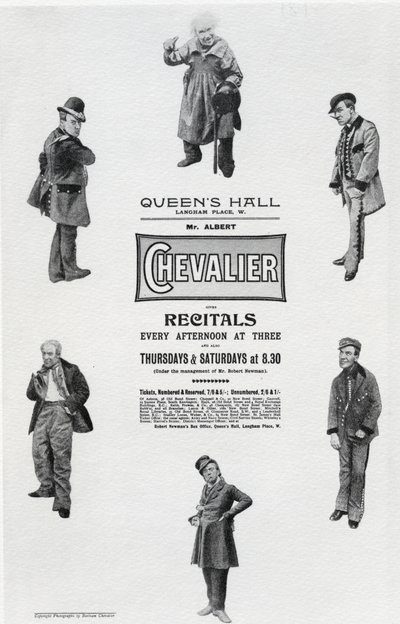 Affisch som annonserar Albert Chevaliers recital i Queen