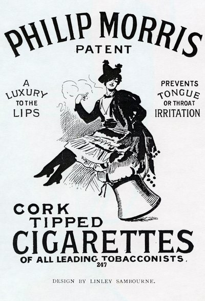 Affisch för Philip Morris Cigarettes, designad av Linsay Sambourne, 1896 av English School