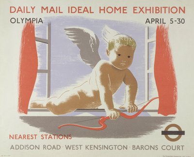 Affisch för Daily Mail Ideal Home Exhibition på Kensington Olympia, London, 1938 (lito i färg) av English School