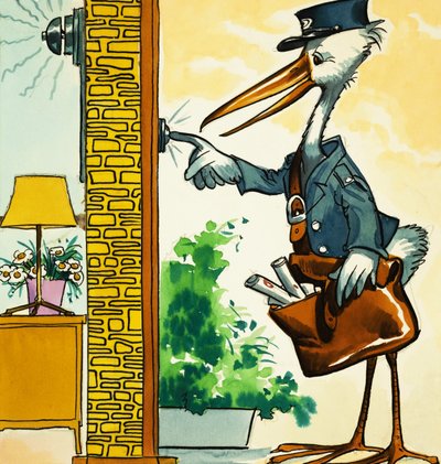 Postman stork ringer i klockan av English School