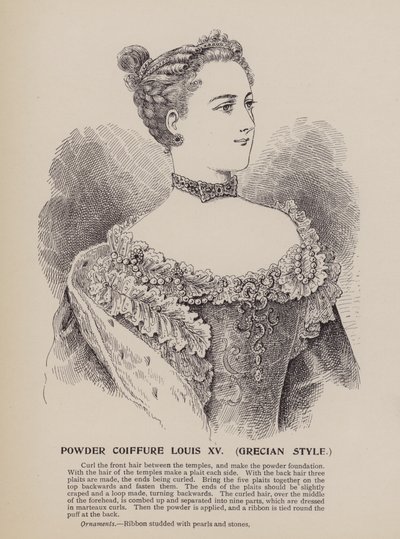 Puder Coiffure Louis XV, Grecian Style (gravyr) av English School