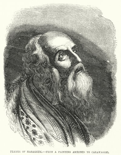 Habakkuks bön, från en målning tillskriven Caravaggio (gravyr) av English School