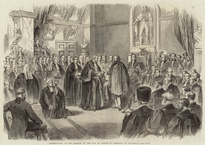 Presentation av Londons frihet för Garibaldi på Guildhall av English School