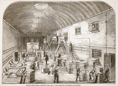Priser Patent Candle Companys Works, No.1: The Spreading and Stripping Department, från The Illustrated London News, 1849 av English School