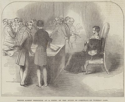 Prins Albert presiderade vid en domstol i hertigdömet Cornwall på tisdag sist (gravyr) av English School