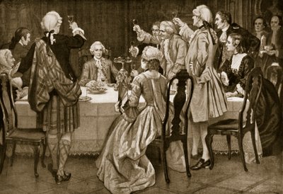 Prins Charles Edward vid Holyrood, illustration från Hutchinsons Story of the British Nation, c.1923 av English School