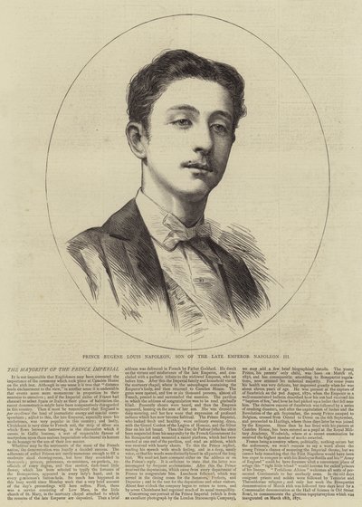 Prins Eugene Louis Napoleon, son till den sene kejsaren Napoleon III (gravyr) av English School