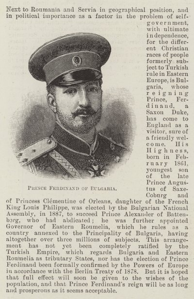 Prins Ferdinand av Bulgarien (gravyr) av English School