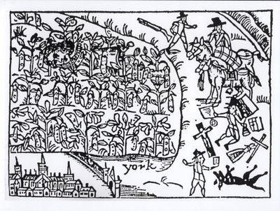 Prins Rupert (1619-82) gömmer sig i ett bönfält vid slaget vid Marston Moor den 2 juli 1644 av English School