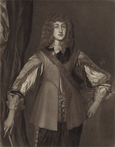 Prins Rupert, son till kurfursten Fredrik V, greve palatin av Rhen, och till Elizabeth, dotter till Jakob I (litografi) av English School