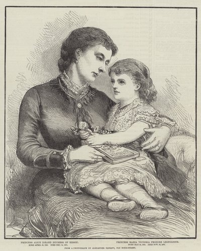 Prinsessan Alice och hennes dotter (gravyr) av English School