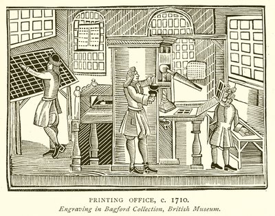 Tryckeriet, c. 1710 av English School