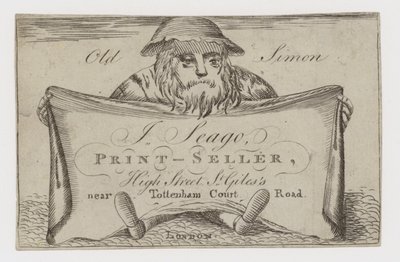 Printseller, J Seago, handelskort av English School