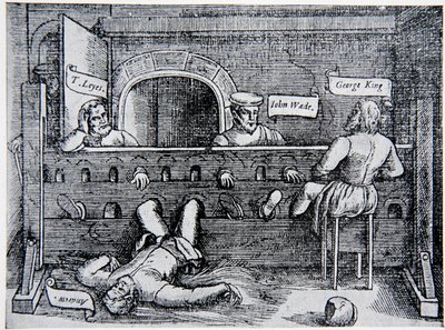 Prisoners in the Lollards Tower, från Acts and Monuments av John Foxe (1516-87), 1563, illustration från The History of the Nation av English School