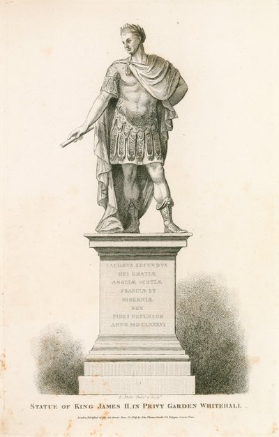 Privy Garden Westminster. Staty av kung James II av English School