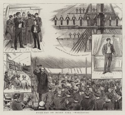 Prisdag ombord på HMS Worcester (gravyr) av English School