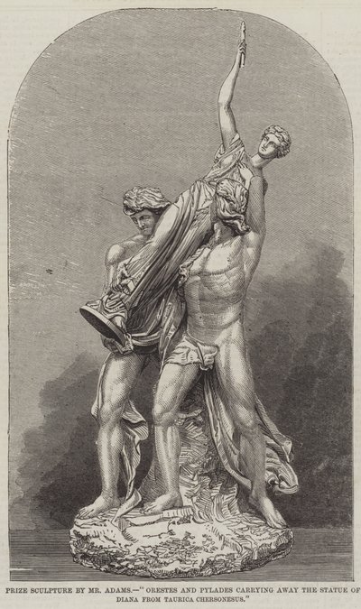 Prisskulptur av Mr Adams, "Orestes och Pylades bär bort statyn av Diana från Taurica Chersonesus (gravyr) av English School