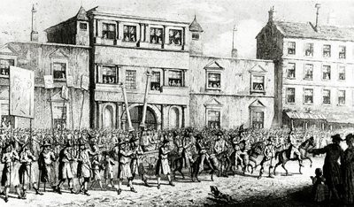 Procession 1741 i London hånade frimurare, 1843 av English School