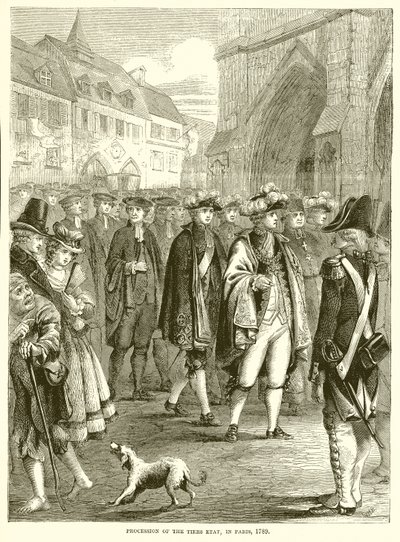 Procession av Tiers Etat, i Paris, 1789 av English School