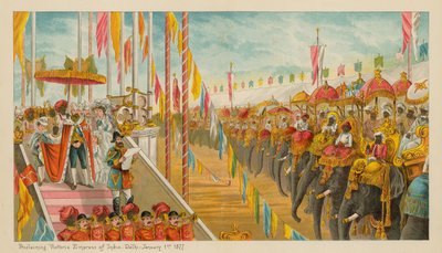 Proklamerar Victoria Kejsarinna av Indien-Delhi- 1 januari 1877 av English School