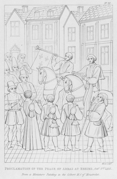 Proklamation av freden i Arras i Reims, 2 oktober 1435 (gravyr) av English School
