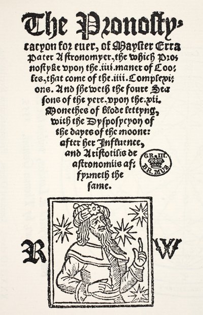 Prognostication for ever av Erra Pater, tryckt av R. Wyer av English School