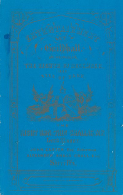 Program för middag i Guildhall, London, den 8 december 1852 av English School