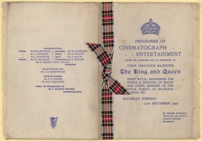 Program för Cinematograph Entertainment i närvaro av kungen och drottningen av English School