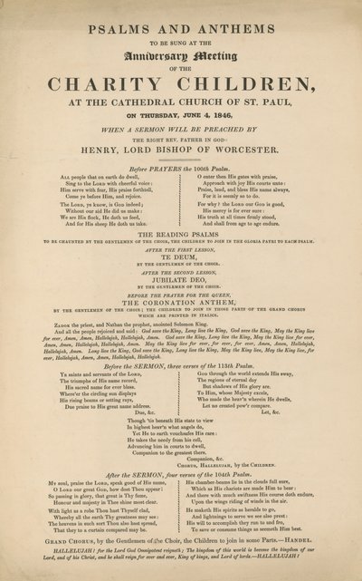 Program med psalmer och hymner av English School