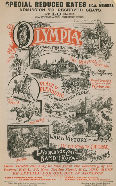 Reklamaffisch för Olympia, 28 mars 1896 av English School