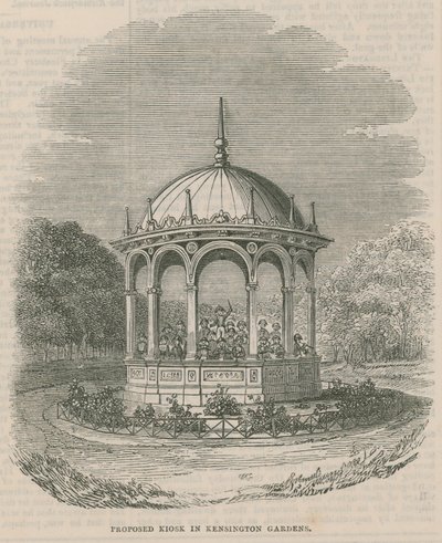 Föreslagen kiosk i Kensington Gardens, London av English School