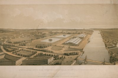 Föreslagen plats för Crystal Palace i Battersea Park av English School