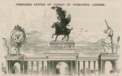 Föreslagen staty av Punch vid Hyde Park Corner av English School