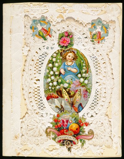 Prosperity, Valentine-kort, c.1870 (färg litho på papper) av English School
