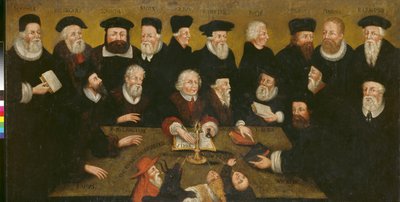 Protestantiska reformatorer, ca 1654 (olja på panel) av English School