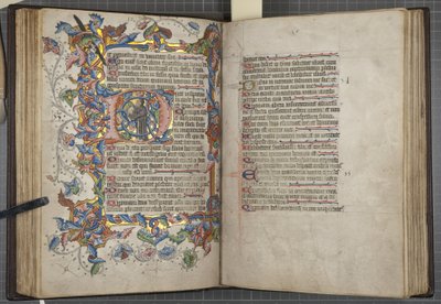 Psaltare med Sarum-brukskalender, Fol 40 verso 41 recto, c.1425-75 (bläck, färg & guld på veläng) av English School