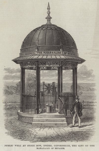 Public Well at Stoke Row, Ipsden, Oxfordshire, gåvan av Maharajah of Benares (gravyr) av English School