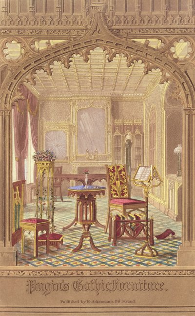Pugins Gothic Furniture, av Augustus Charles Pugin (1762-1832), utgiven av R. Ackermann, 1827 av English School