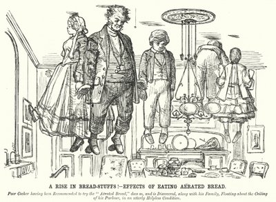 Punch cartoon: A Rise in Bread-Stuffs! - Effekter av att äta kolsyrat bröd (gravyr) av English School